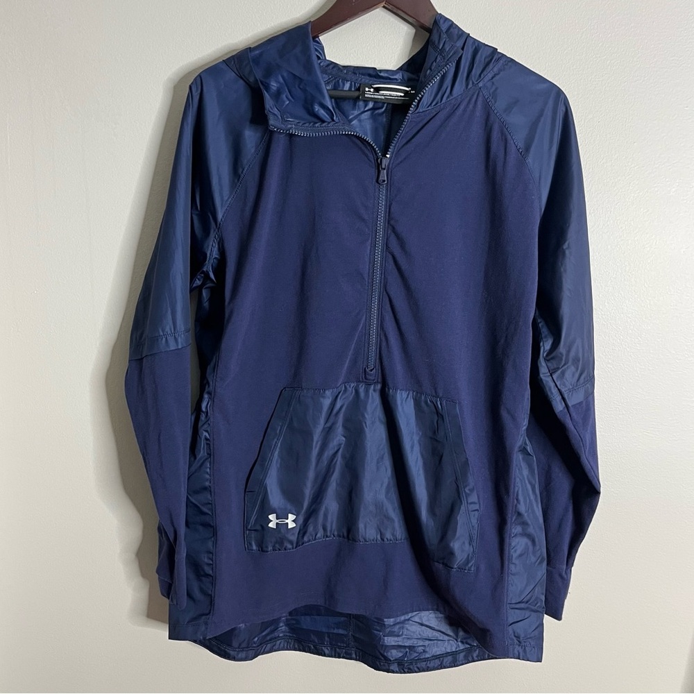 Under Armour Size Medium Cross Town Anorak Navy Running Jacket Windbreaker BSB